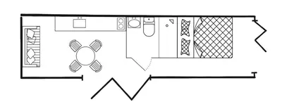 a black and white drawing of a pair of shorts at Green CargoPod at Lee Wick Farm Cottages & Glamping in Clacton-on-Sea