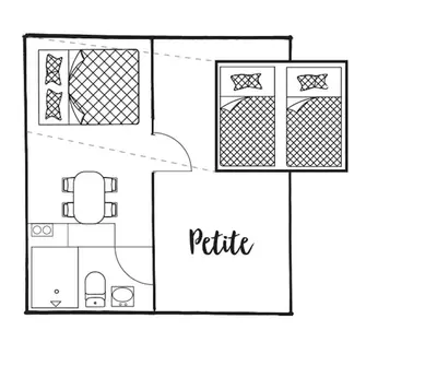 a black and white outline of a apartment building at Lushna 5 Petite at Lee Wick Farm Cottages & Glamping in Clacton-on-Sea