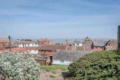 a view of a city with houses and roofs at Swn-y-Don, Aldeburgh in Aldeburgh