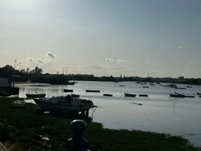 a group of boats sitting in a body of water at The Crown Pub and Hotel in Manningtree