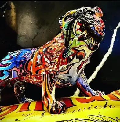 a painting of a colorful dog on a table at 5 Bedroom House - DISC0UNTS - Parking, Contractors, Group, Family in Braintree