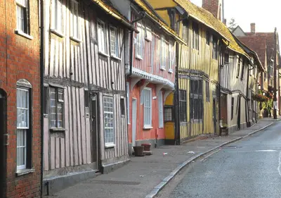 an empty street in an old town with buildings at Stable Cottage in Semer