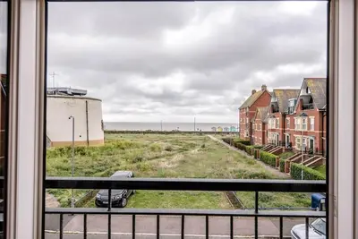 a view of a field from a window at Spindrift, Felixstowe in Felixstowe