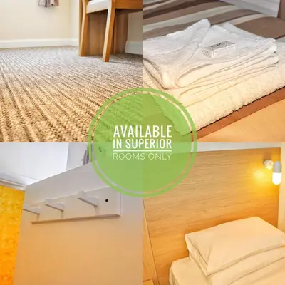 a collage of photos of a hotel room with a bed at The Carlton Hotel in Ipswich