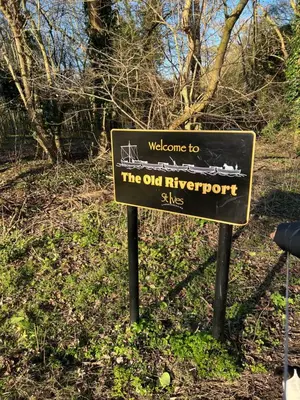 a sign that says welcome to the old hyperport site at Comfy, king bed families & Contractors welcome in St Ives