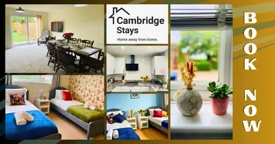 a collage of pictures of a living room and a kitchen at 3 Bedroom House Garden Free Parking 15 min to centre 5 min to motorway in Cambridge