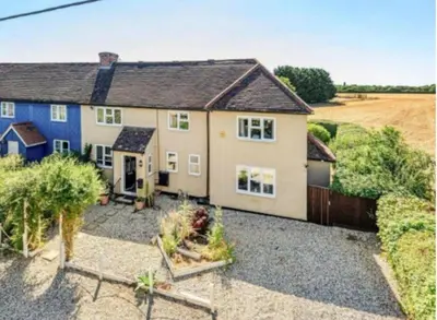 an aerial view of a house at Home from Home in our Self-Contained Annexe in Radwinter
