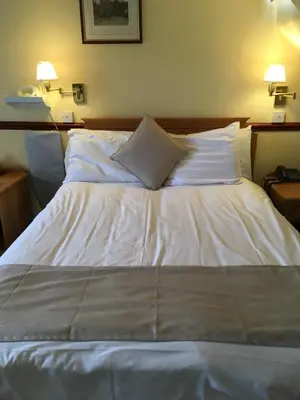 a large white bed with two pillows on it at Nyton Hotel in Ely