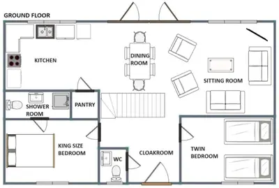 a floor plan of a house at Contemporary Barn Harleston Norfolk in Harleston
