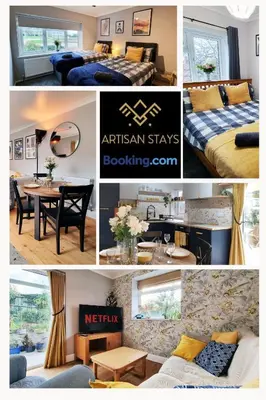 a collage of photos of a hotel room at The Rose Garden of Basildon in the Heart of Basildon by Artisan Stays I Weekly or Monthly Stay Offer I Pvt Parking I Sleeps 6 in Basildon