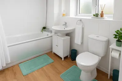 a white bathroom with a toilet and a sink at Ocean-homestay in Colchester