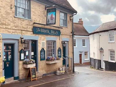 a building with a sign that reads the black blinky at Charming Tudor riverside house in Wivenhoe