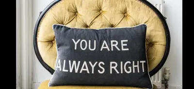 a pillow that says you are always right on a chair at Stunning sea views from rooms and terraces in Leigh-on-Sea