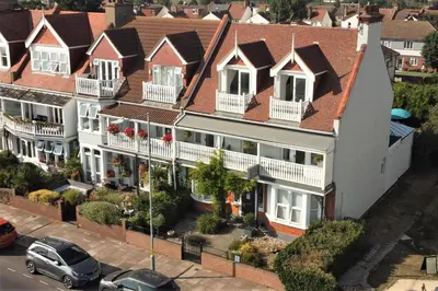 an aerial view of a large house with balconies at Beaches Guest House in Southend-on-Sea