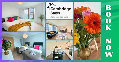 a collage of pictures of a bedroom and a living room at Apartment at Addenbrooke hospital and Bio Campus - Free Private parking in Cambridge