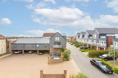 an aerial view of a residential neighbourhood with houses at Contemporary 3 Bedroom Fully Detached Town House in Wickford