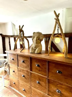 a wooden dresser with a teddy bear on top of it at Perfect country cottage retreat! in Fyfield