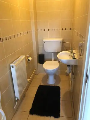 a bathroom with a toilet and a sink at Modern house close to amenities St Ives Cambs in St Ives
