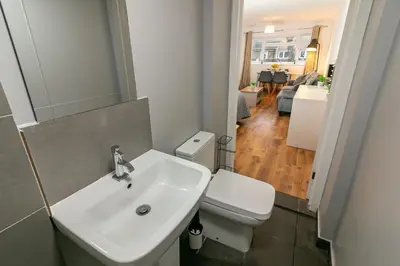 a bathroom with a white sink and a toilet at Parkview Guesthouse in Graveley