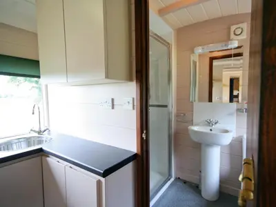a small bathroom with a sink and a toilet at Railway Carriage One - E5337 in Wetheringsett