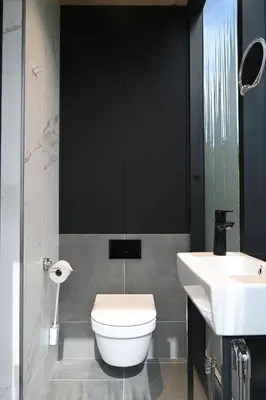 a bathroom with a white toilet and a sink at Mirror Houses Pound Farm - Meadow OOD in Saxmundham