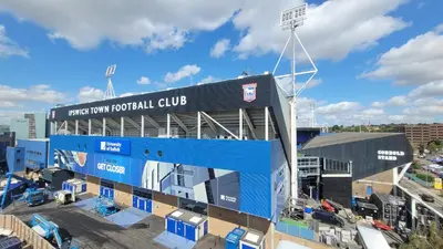 a view of a football stadium with a sign on it at Conveniently located 3 bed spacious home for couples, families and groups in Ipswich in Ipswich
