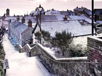 a view of a city in the snow at Tiger Villa by The Suffolk Cottage Collection in Aldeburgh