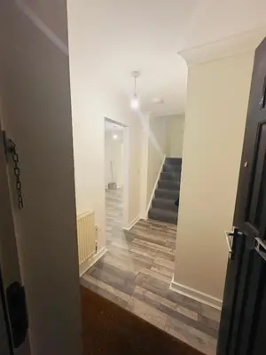 a view of a hallway with a stairway at Comfortable Double Rooms in a Beautiful House in Ipswich