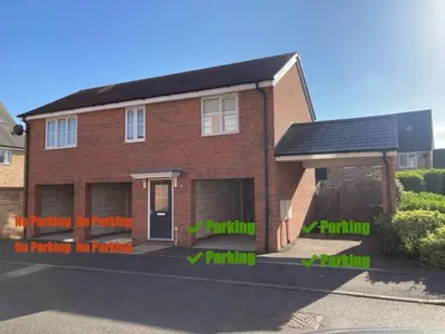 a rendering of a red brick house with green arrows at Detached Place to stay in Essex in Witham