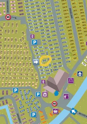 a map of a parking lot with many signs at Adventure Van 6 berth St Osyth Beach Park in Saint Osyth