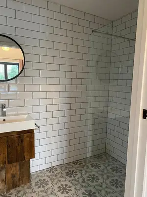 a bathroom with a sink and a shower at Number Forty One in Sudbury