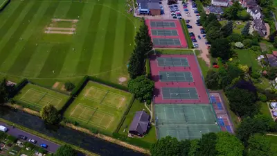 an overhead view of a row of houses with solar panels at Lea Valley Nature Reserve Bright Home with Private Garden - 40 min to London by Train in Nazeing