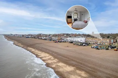 a view of a beach with a hotel at 4 Bed in Aldeburgh oc-e28371 in Aldeburgh