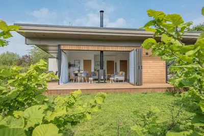 a house with a view of the backyard at The Haywain, Flatford in East Bergholt