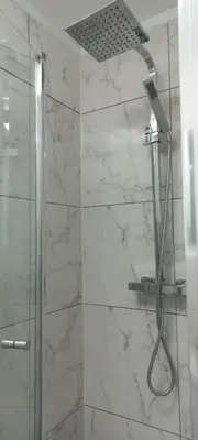 a shower with a glass door in a bathroom at Central en-suite room, WIFI, Kitchen and Laundry Access - room 5 in Ipswich