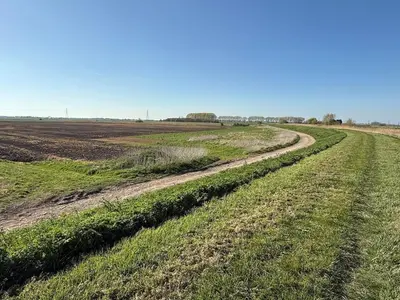 a dirt road in the middle of a field at The Lodge in Prickwillow