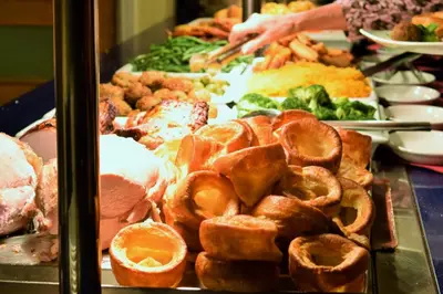 a buffet with many different types of food on display at Forrester Park Glamping Pods - Eagle Pod and Birdie Pods in Great Totham