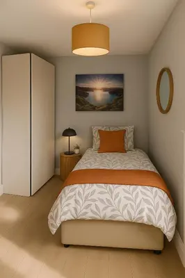 a bedroom with a bed and a painting on the wall at Weekly Deal- 4BDR House By Homestyles Hosts Short Lets & Serviced Accommodation Suffolk With Private En-Suite & Free Parking in Ipswich