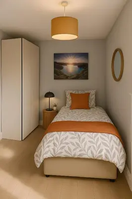 a bedroom with a large bed and a mirror at Weekly Deal- 4BDR House By Homestyles Hosts Short Lets & Serviced Accommodation Suffolk With Private En-Suite & Free Parking in Ipswich