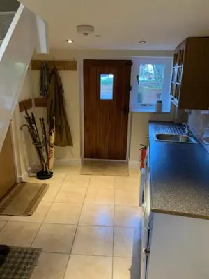 a kitchen with a sink and a counter top at The Pightle Annexe in Saffron Walden