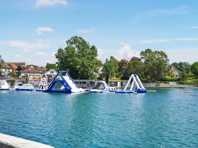 a group of slides in the water at Humperdink in Saint Osyth