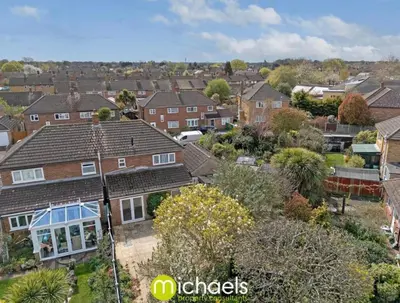 an aerial view of a suburb with houses at For Contractors, businesses, families - next to Colchester Royal Grammar School in Lexden