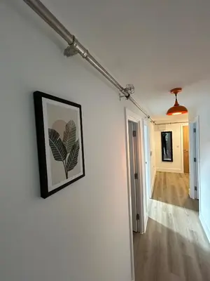a picture of a plant on a white wall at Modern Stay - Walk to Everything 4 in Ipswich