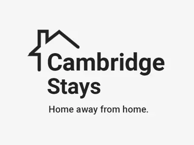 a logo for a mortgage stays home away from home at CB Stays - 2 Bedroom & 2 Toilet Flat - Near Mills Road and Train Station with Parking in Cambridge