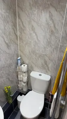 a bathroom with a white toilet in a room at Peaceful Springfield Studio in Chelmsford