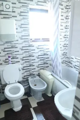 a bathroom with a toilet and a tub and a sink at Galleywood House in Great Baddow