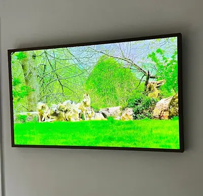 a framed picture of animals on a wall at Cosy Barn Conversion - peaceful, private double room in Shenfield
