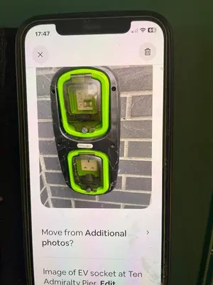 an image of an ev socket at ten electricitypunk pay ect at Ten Admiralty Pier in Shotley Gate