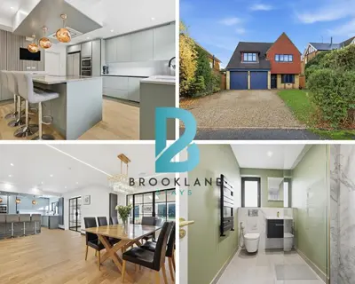 a collage of photos of homes in brookland at Four Bed House by Brookland Stays Serviced Accommodation Short Lets Brentwood with Free WiFi