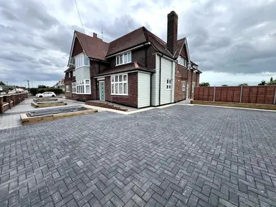 a large house with a brick driveway in front of it at 3 The Royal Serviced Apartments, Harwich -Ground Floor-Parking -Wifi in Parkeston